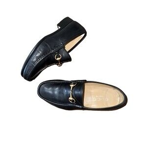 Gucci Jordaan Horsebit Loafer Black Leather Mens 10.5 EEE Made Italy Authentic